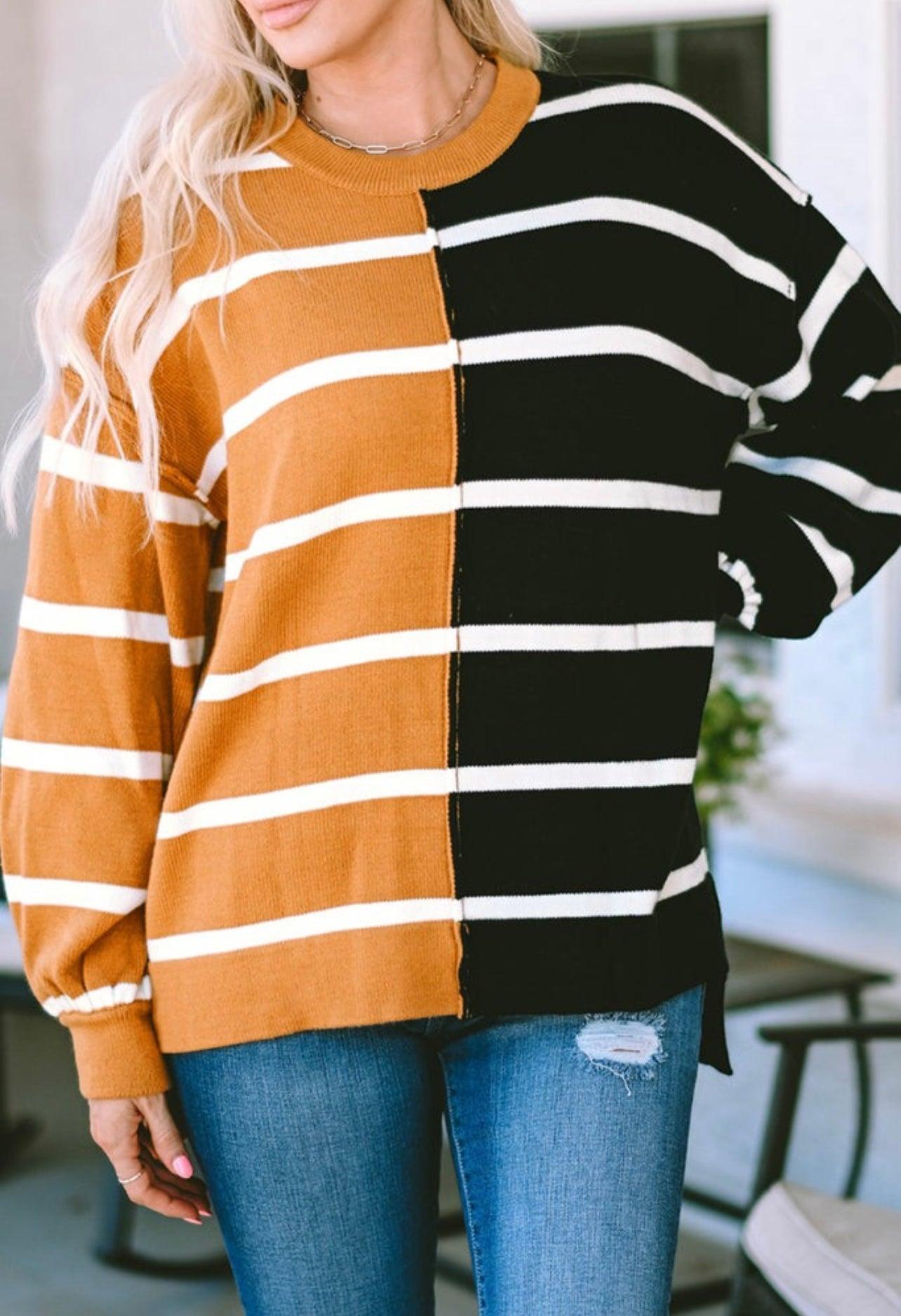 Colorblock Stripe Sweater - BeLoved Boutique 
