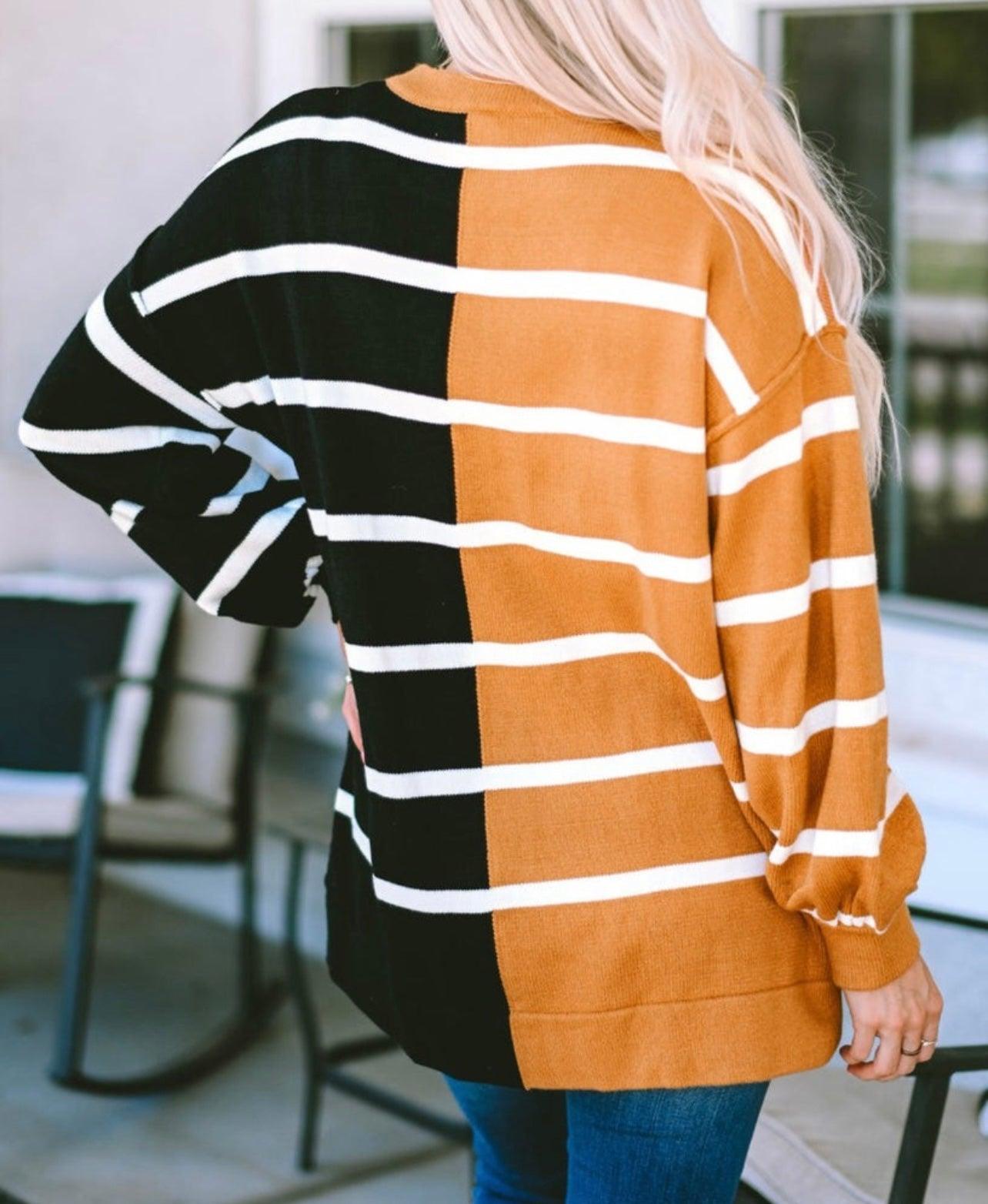 Colorblock Stripe Sweater - BeLoved Boutique 