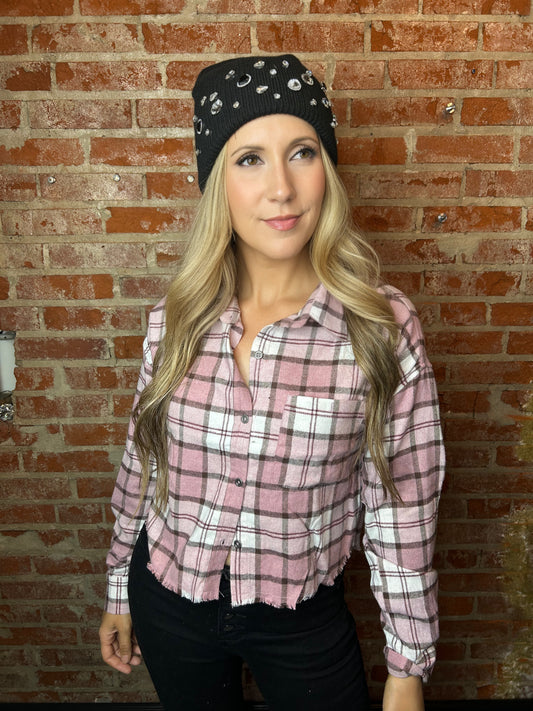 Cropped Flannel Top - BeLoved Boutique 