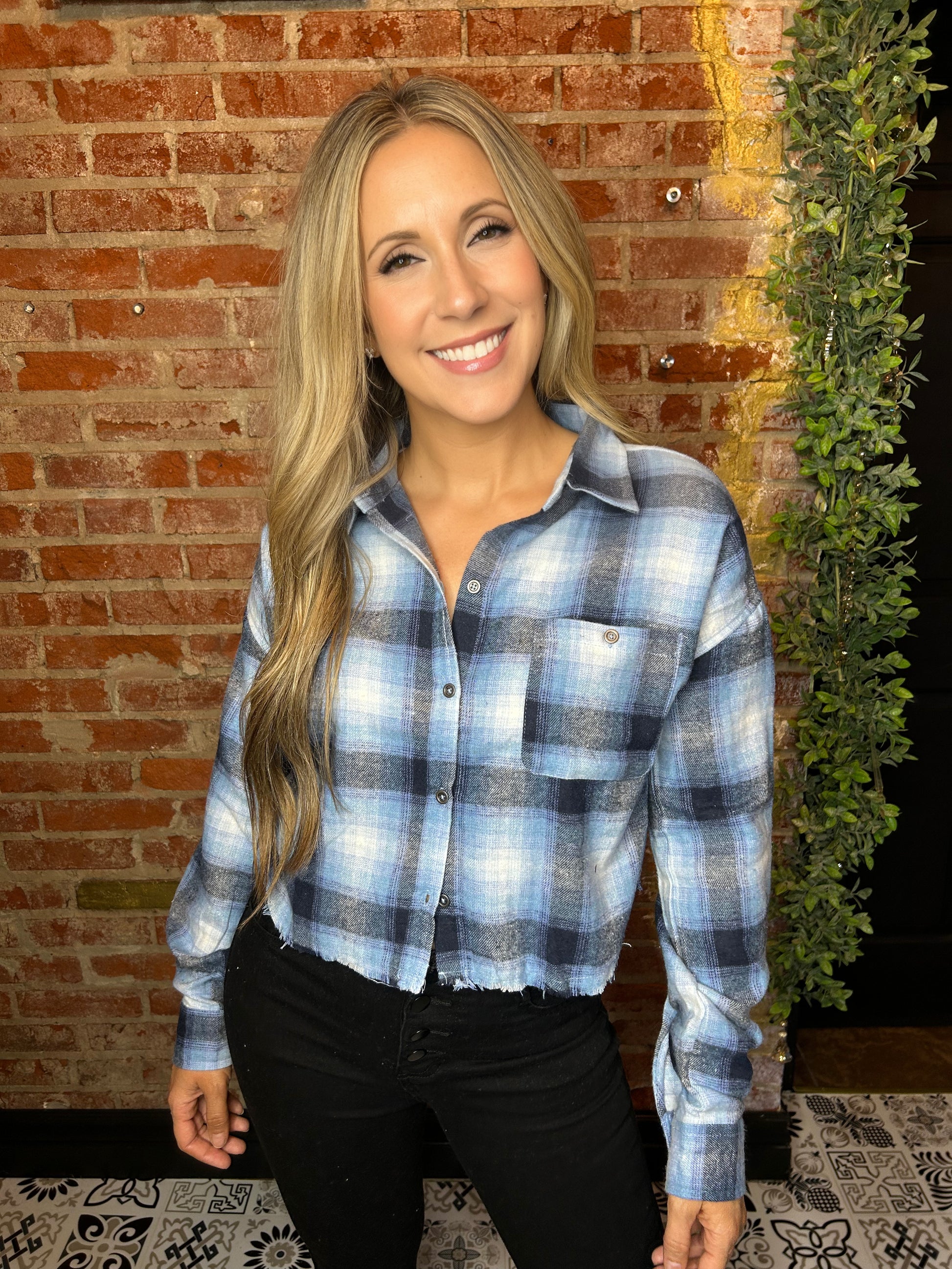 Cropped Flannel Top - BeLoved Boutique 