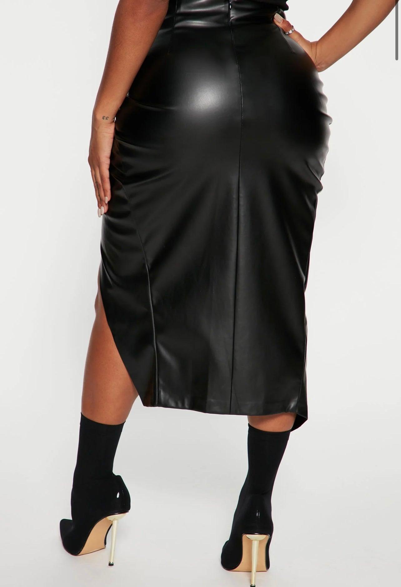 Faux Leather Midi Skirt - BeLoved Boutique 