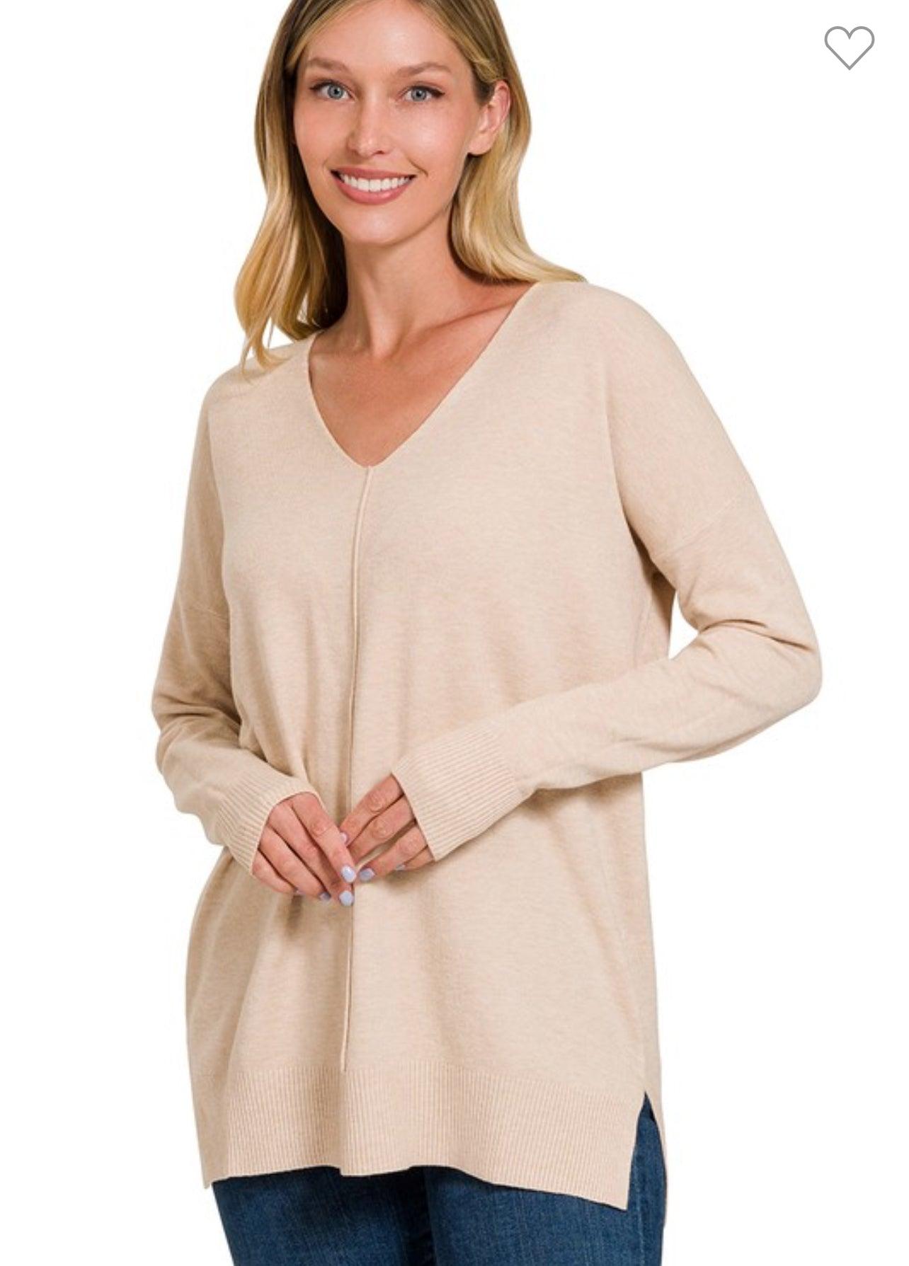 Front Seam Boyfriend Sweater - BeLoved Boutique 