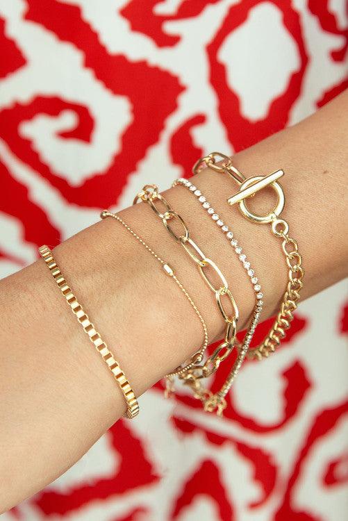 Gold Rhinestone Bracelet Set - BeLoved Boutique 