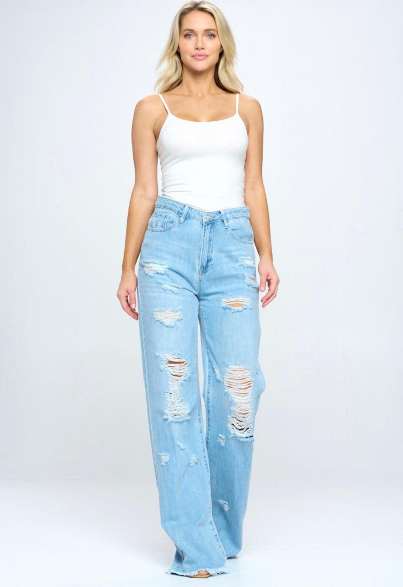 High Rise Distressed Dad Jean - BeLoved Boutique 
