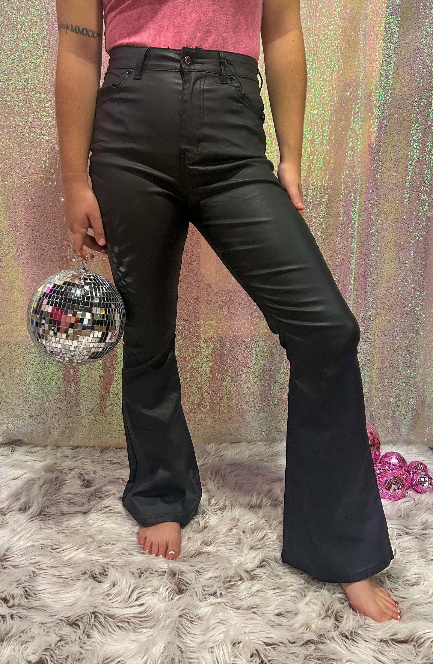 Faux Leather Flare Pants