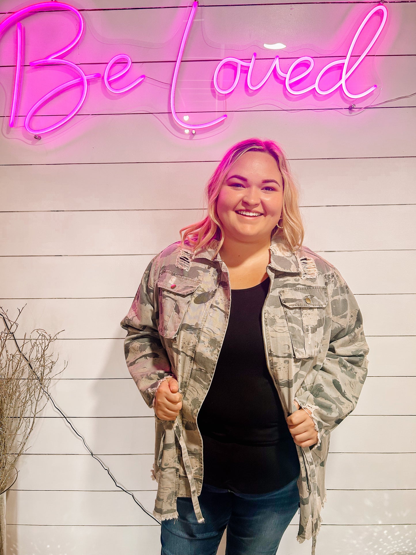 Curvy Girl Camo Twill Jacket