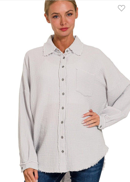Oversized Double Gauze Shirt - BeLoved Boutique 