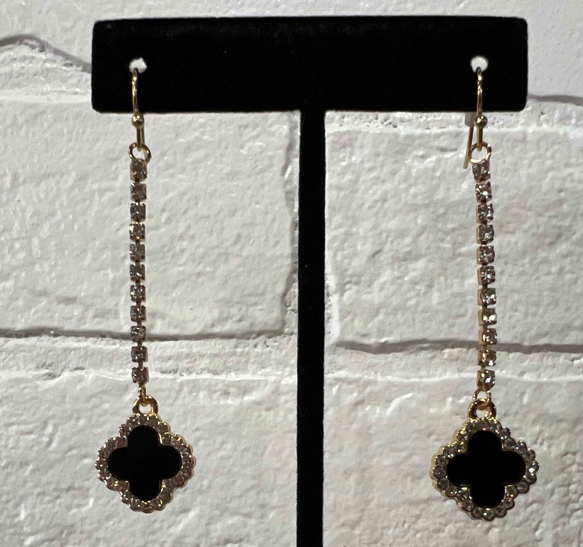 Rhinestone Clover Dangle Earrings - BeLoved Boutique 