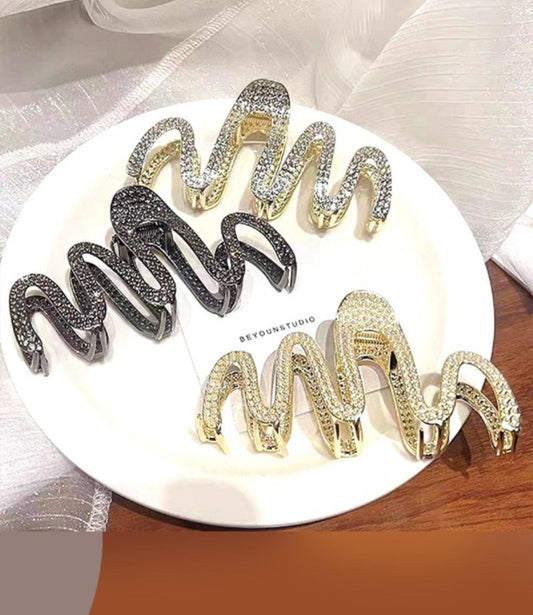 Rhinestone Squiggle Hair Claw Clip - BeLoved Boutique 