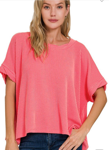 Textured Twisted Sleeve Top - BeLoved Boutique 