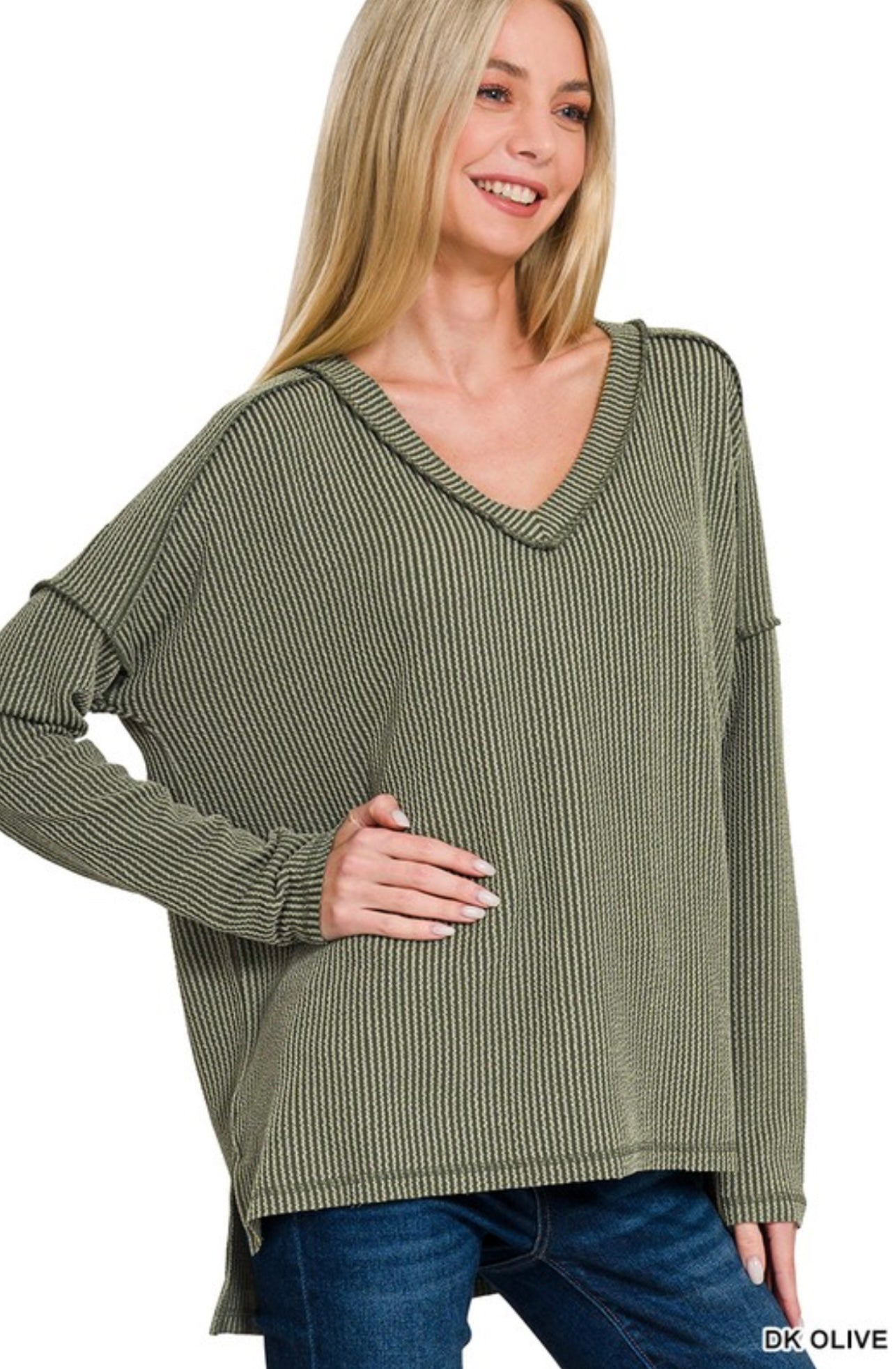 Top Ribbed V-Neck