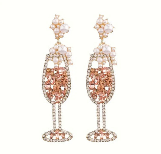 Champagne Earrings Rhinestone