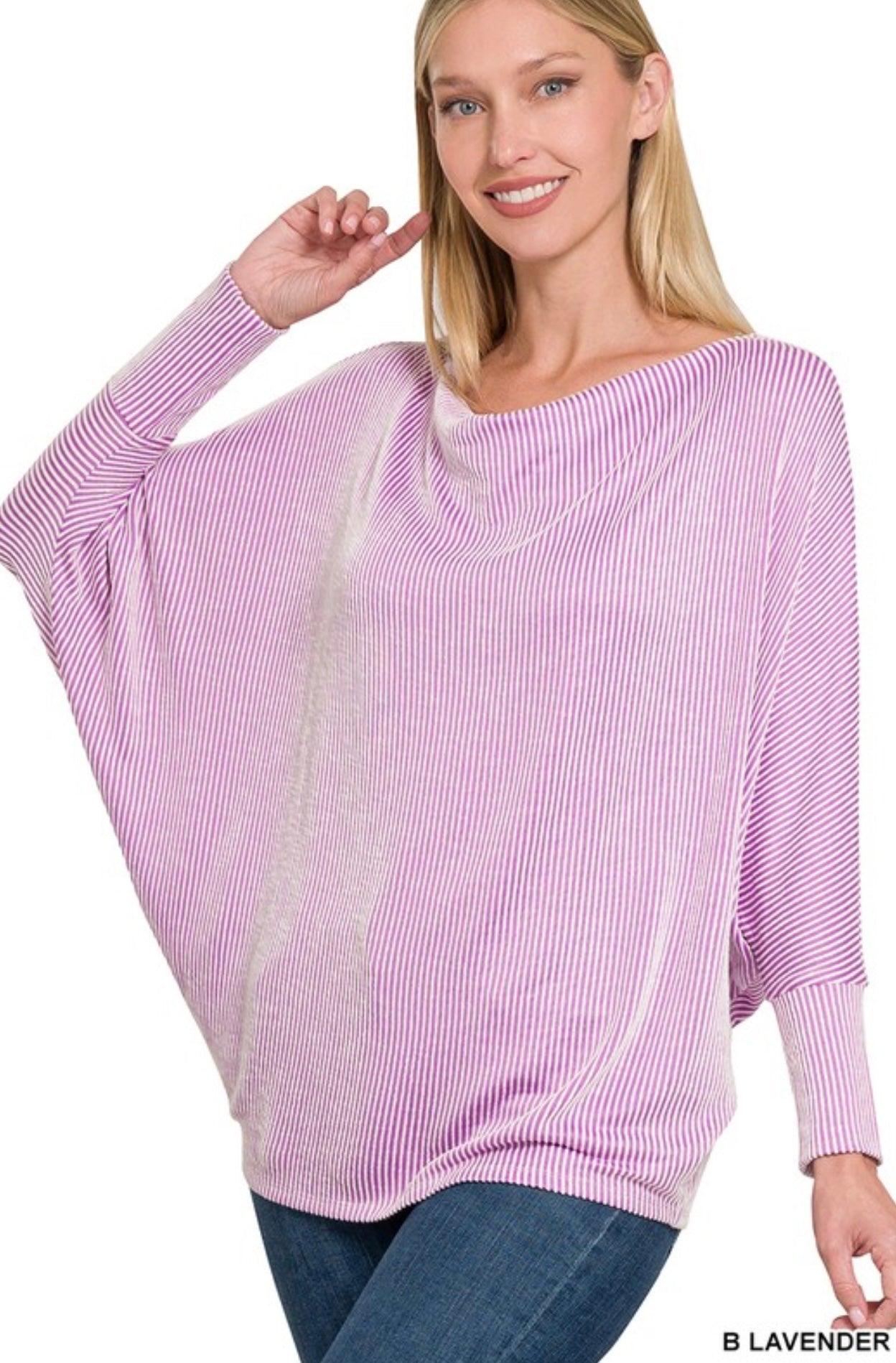 Long Sleeve Ribbed Dolman Top