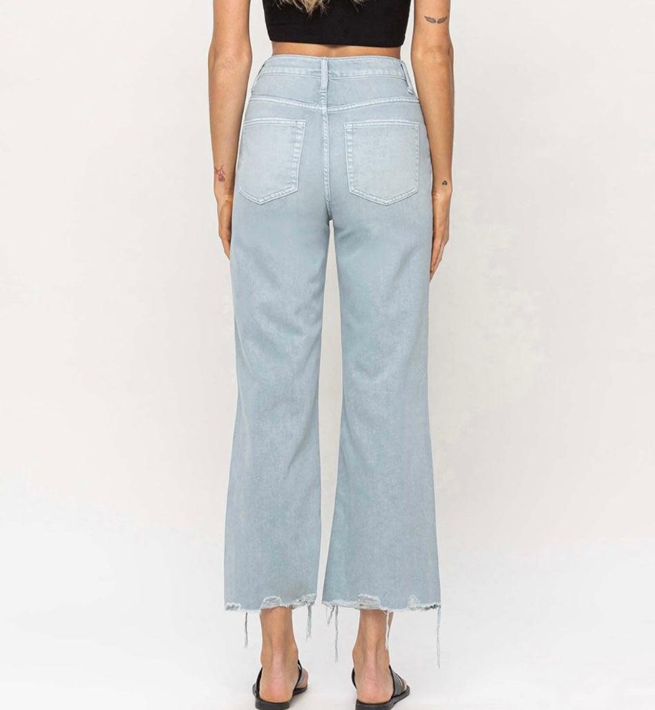 90's Vintage Cloud Crop Flare Jeans - BeLoved Boutique 