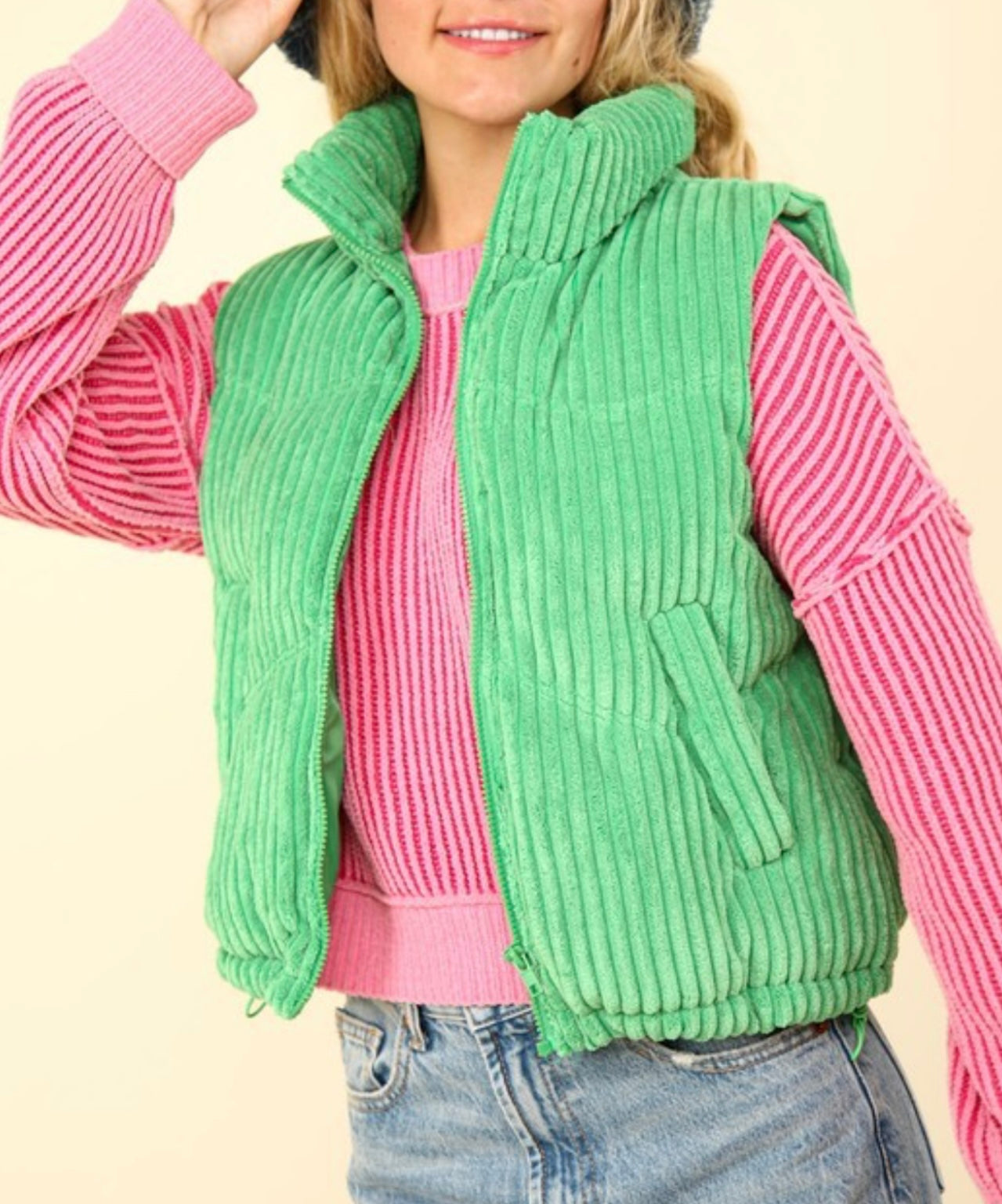 Puffer Padded Corduroy Vest Jacket