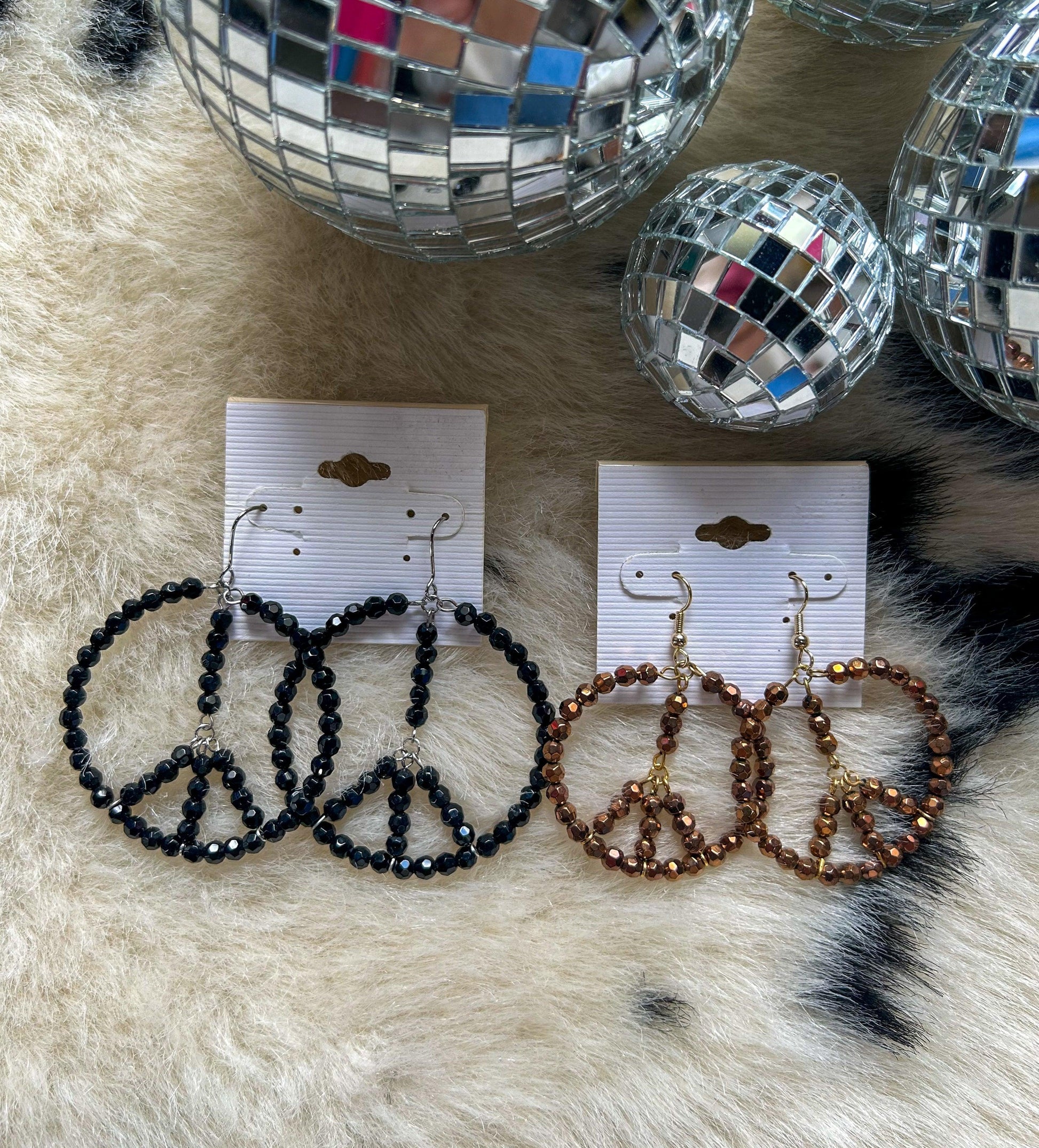 Beaded Peace Sign Hoop Earrings - BeLoved Boutique 