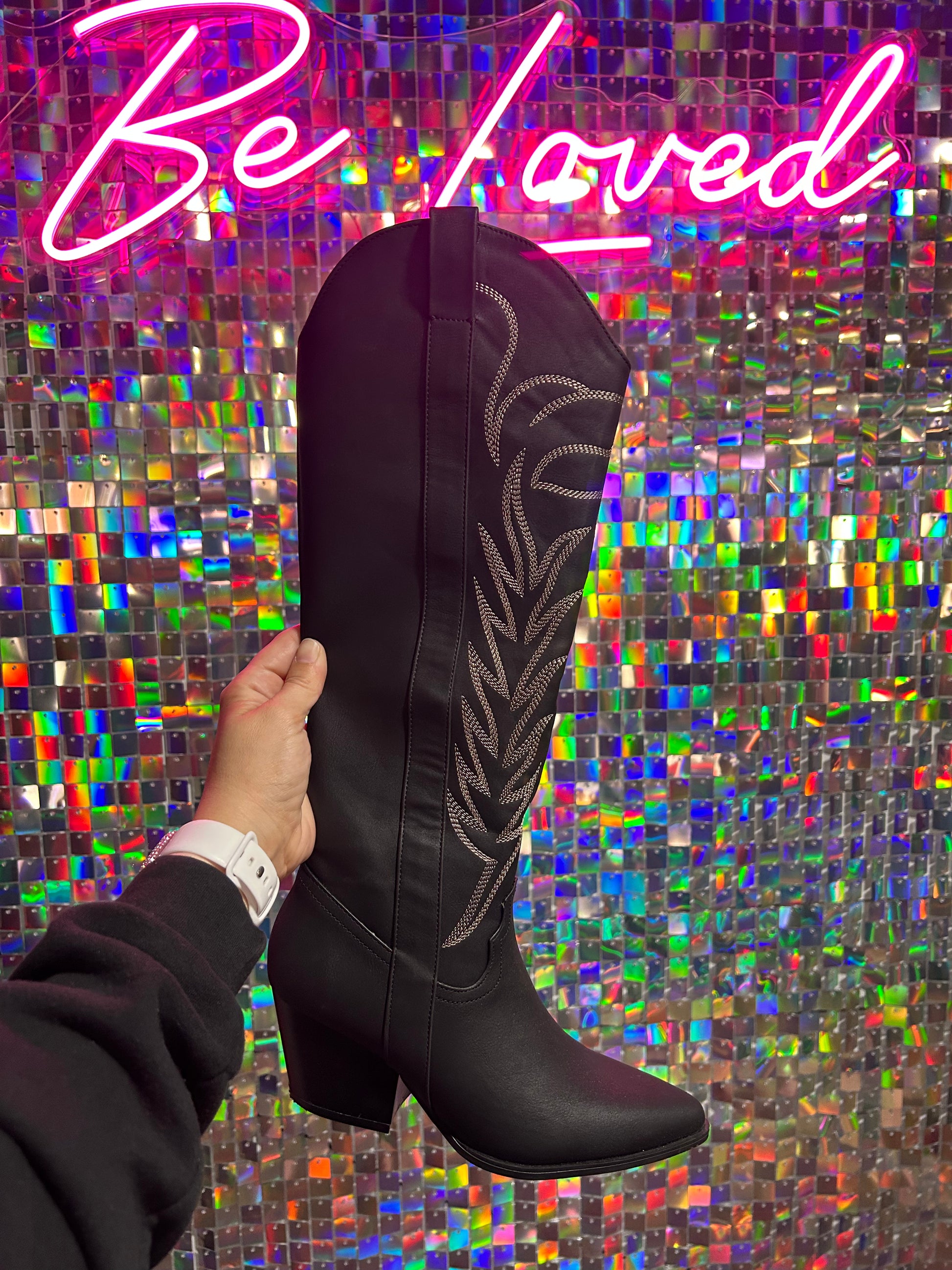 Black Embroidered Cowgirl Boots - BeLoved Boutique 