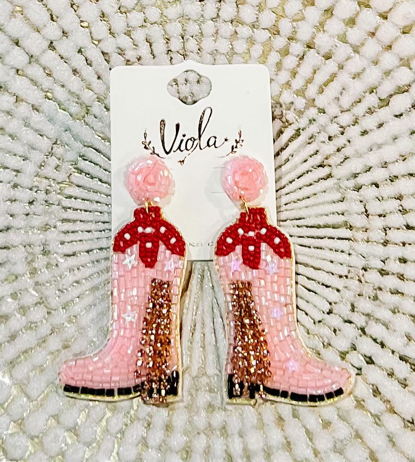 Cowboy Boot Bead Earrings - BeLoved Boutique 