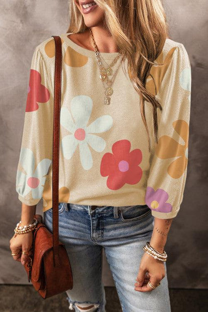 Flower Print Knit Top - BeLoved Boutique 