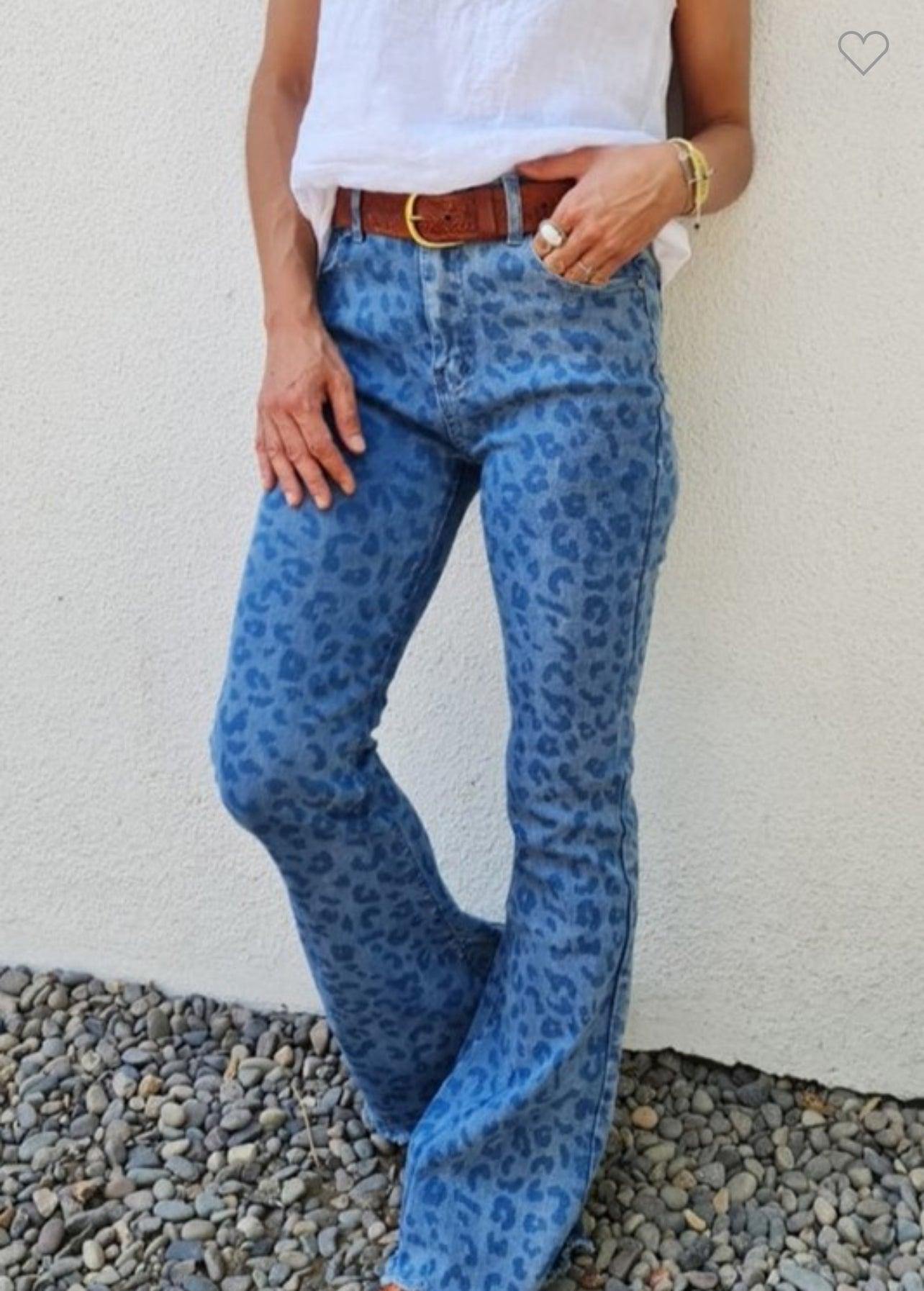 Leopard Print Flare Jeans - BeLoved Boutique 