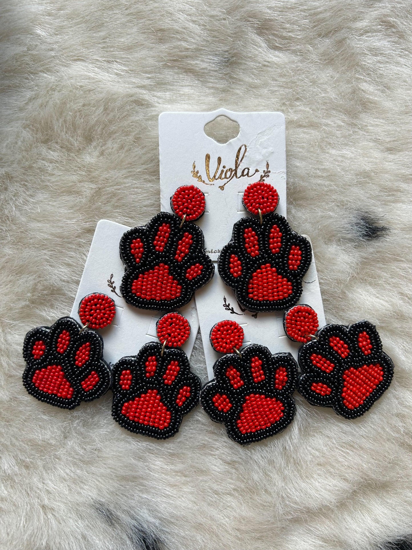 Paw Gameday Seed Bead Earrings - BeLoved Boutique 