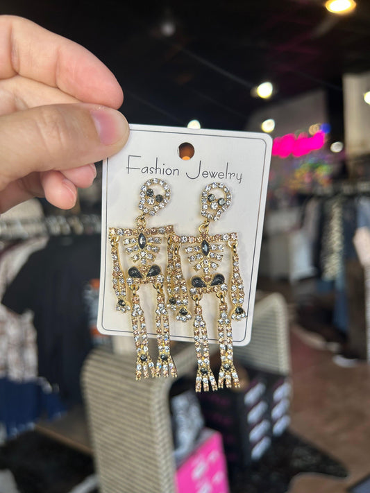Rhinestone Skeleton Earrings - BeLoved Boutique 