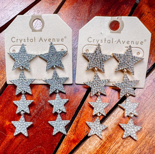 Rhinestone Star Dangle Earrings - BeLoved Boutique 