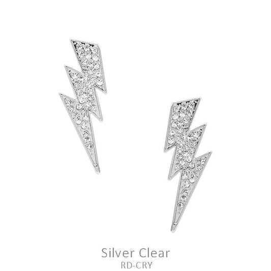 Rhinestone Thunderbolt Pave Earring - BeLoved Boutique 