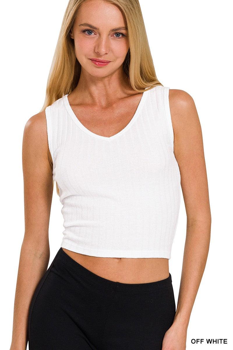 By Together Seamless Ribbed Sleeveless Crop Top S1021 - Bootery Boutique