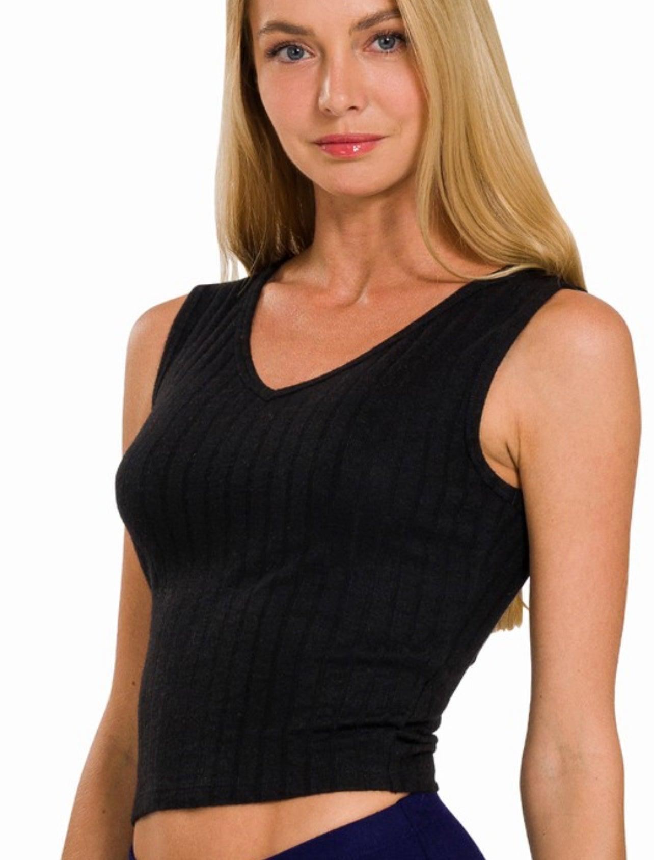 Rib Knit Sleeveless Top - BeLoved Boutique 