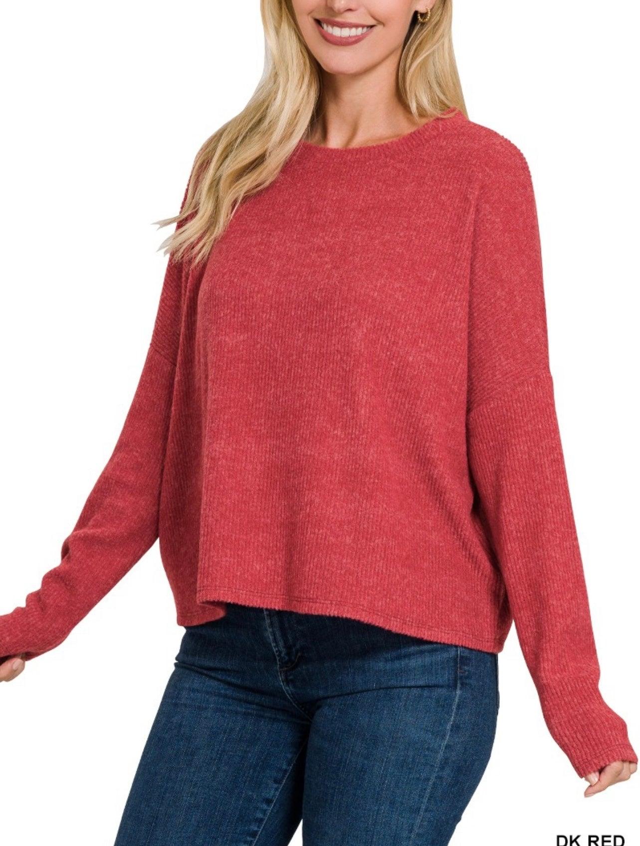 Ribbed Cropped Dolman Sweater - BeLoved Boutique 
