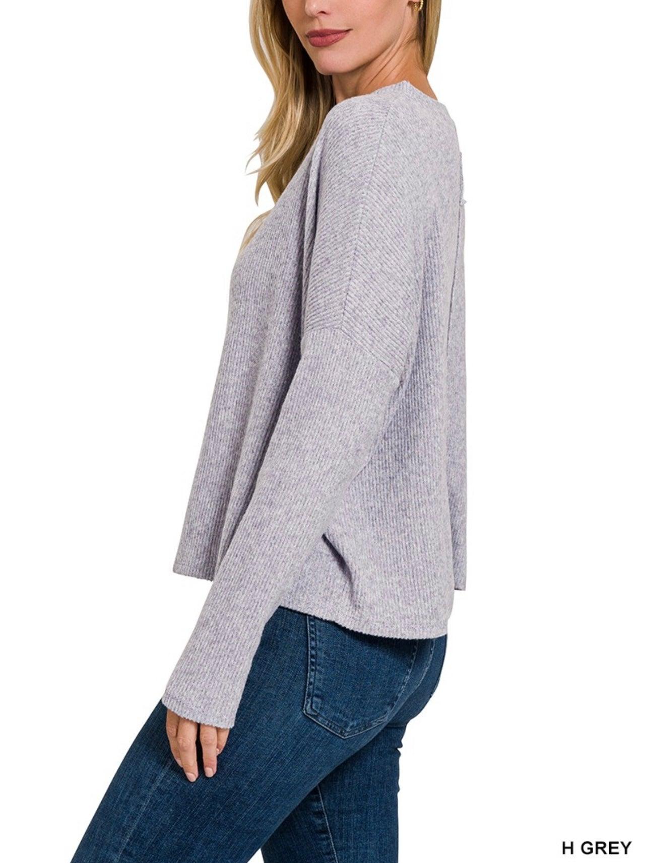Ribbed Cropped Dolman Sweater - BeLoved Boutique 