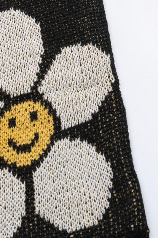 Smiley Face Daisy Cardigan - BeLoved Boutique 