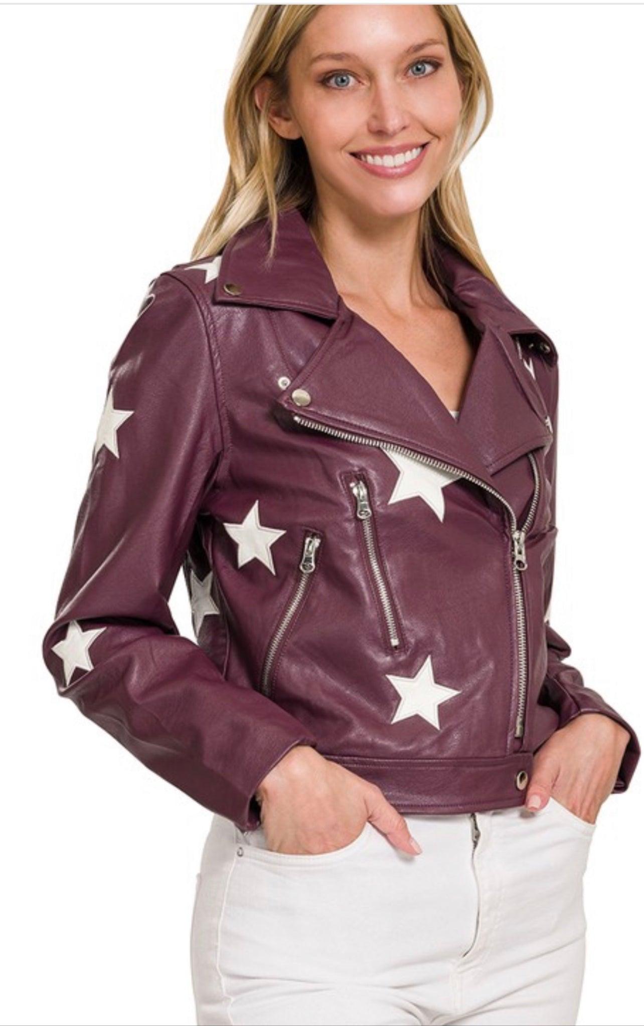 Star Patch Moto Jacket - BeLoved Boutique 