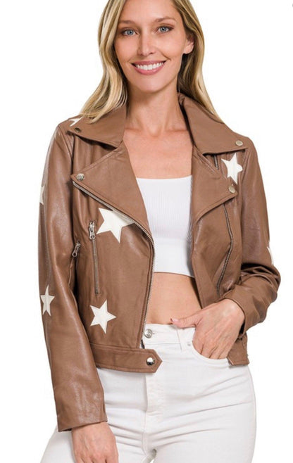 Star Patch Moto Jacket - BeLoved Boutique 