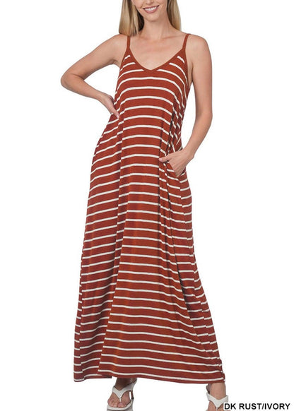 Striped Cami Maxi Dress - BeLoved Boutique 