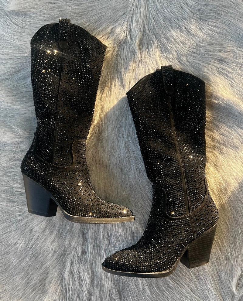 Tall Rhinestone Cowgirl Boots - BeLoved Boutique 