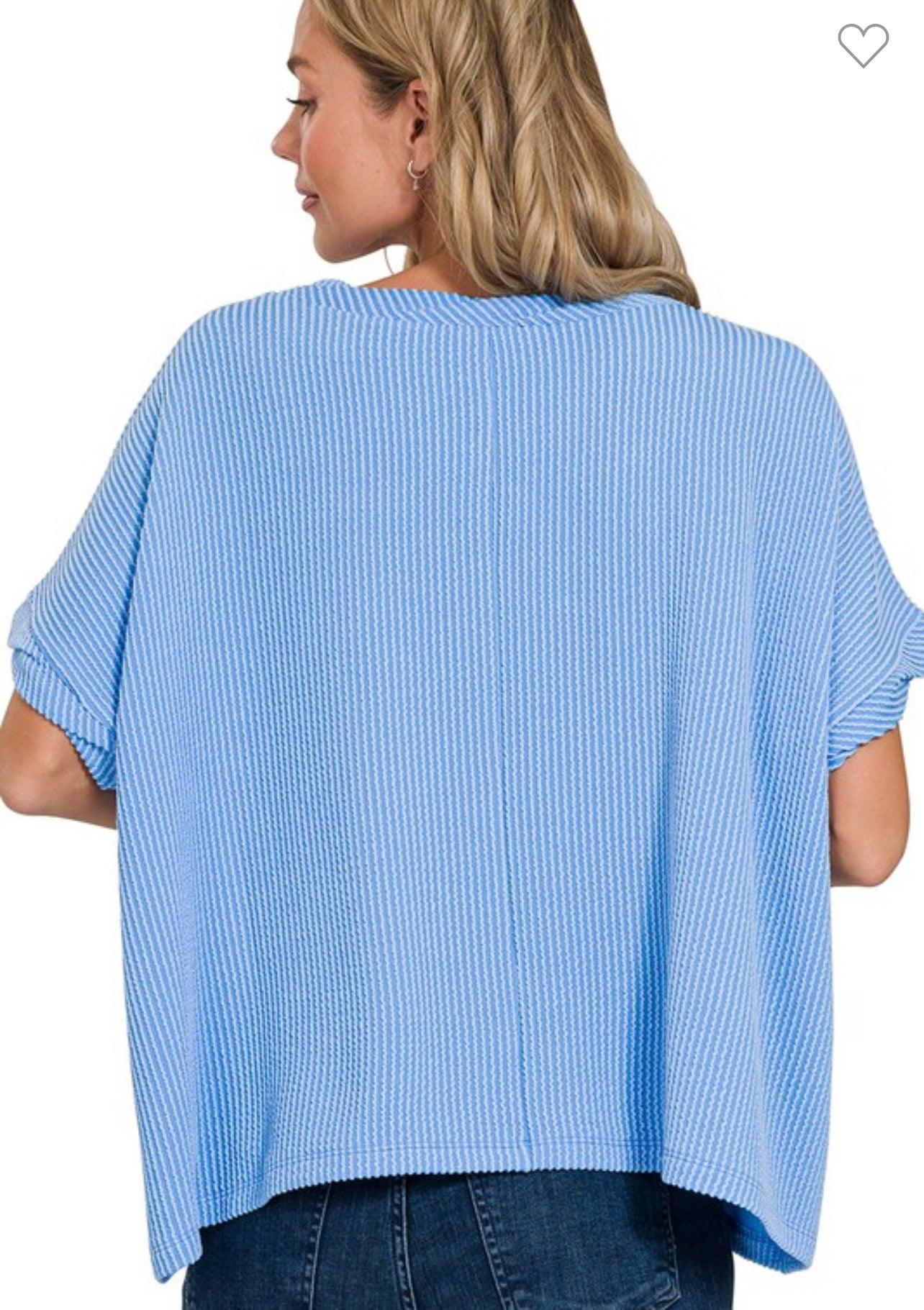 Textured Twisted Sleeve Top - BeLoved Boutique 