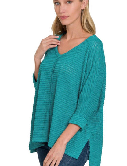 V-Neck Jacquard Sweater - BeLoved Boutique 