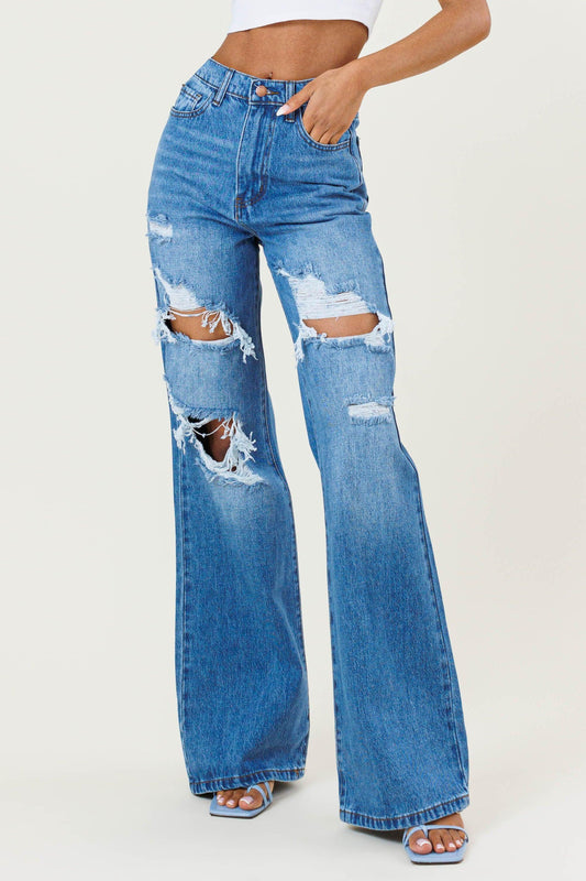 Wide Leg Mom Jeans - BeLoved Boutique 