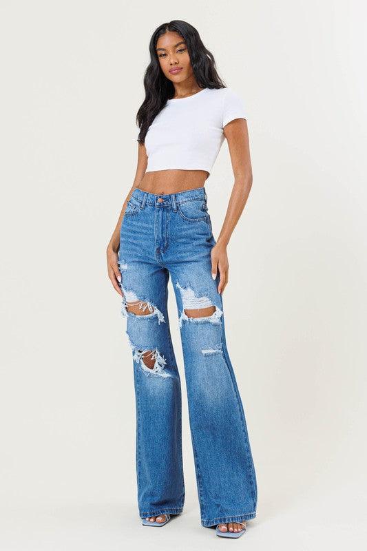 Wide Leg Mom Jeans - BeLoved Boutique 